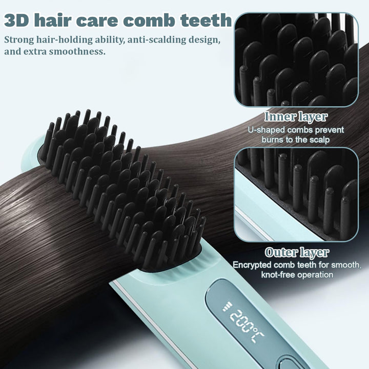 Mini-Haarkamm,Glättbürste Kabellos, 2026 Neu Haarglätter Bürste, Tragbare Bürste Glätten, Kabellose