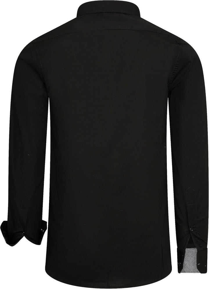 Rusty Neal Freizeit-Hemd Herren Langarm Stretch Hemd im Kontrast Desgin Slim Fit S - 3XL 022 S Schwa