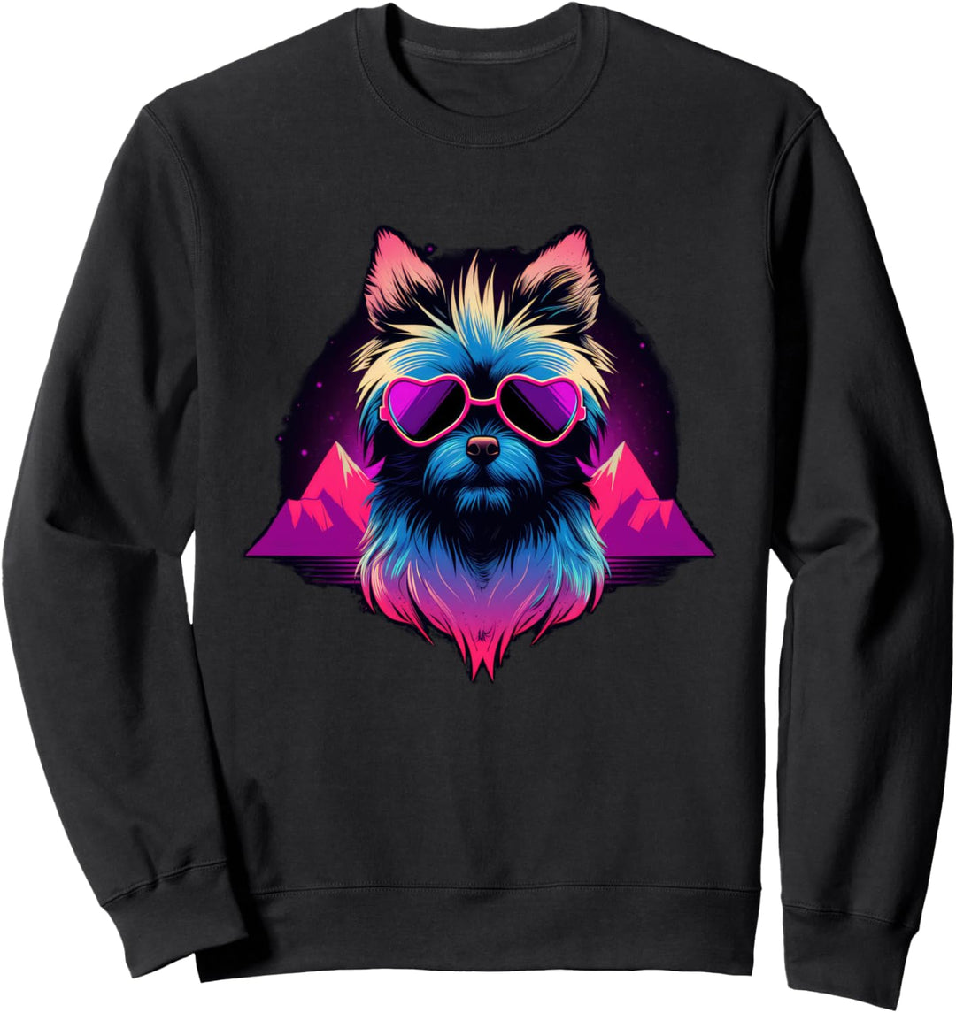 Süsser brauner Yorkie, synthwave Design Sweatshirt