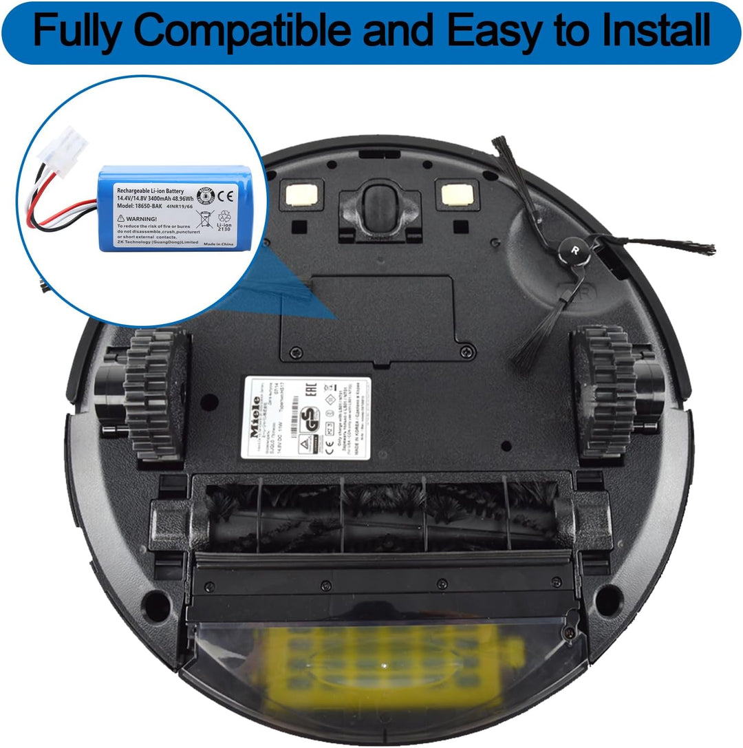 14,4 V 3400 mAh Lithium-Ionen-Akku, kompatibel mit Miele Scout RX1, RX1-SJQL0, RX2 60, RX3 60 (Miele