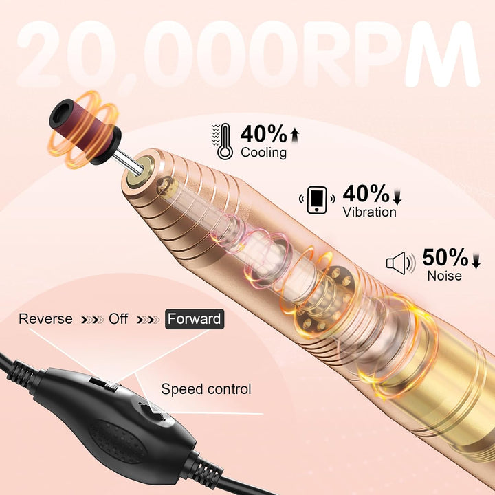 Firslee Elektrische Nagelfeile，USB Elektrische Nagelfräser für Acryl-Gel-Nägel, Elektrischer Nagelbo