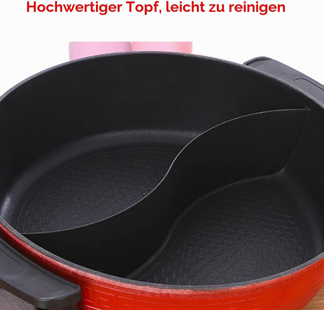 Elektrische Hot Pot, 6L 2 Seiten Wokpfanne Küche Feuertopf Chinesischer Suppentopf Kochgeschirr 1300
