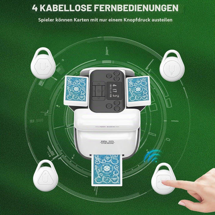 2 in 1 Automatische Kartenmischer und Kartensender mit 4 Kabellosen Kartengebertasten – Kartenmischm