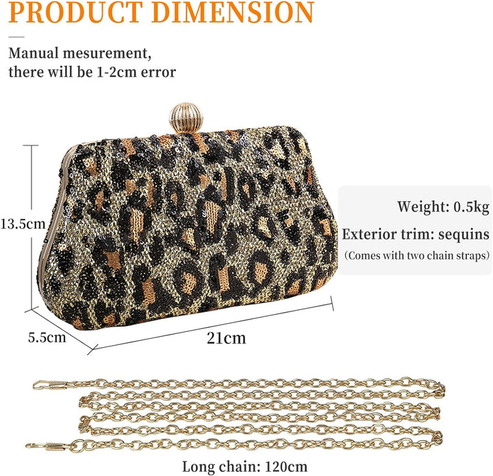 CORIOS Clutch Damen Luxus Abendtasche Glitter Handtasche Glänzend Umhängetasche Elegant Schultertasc