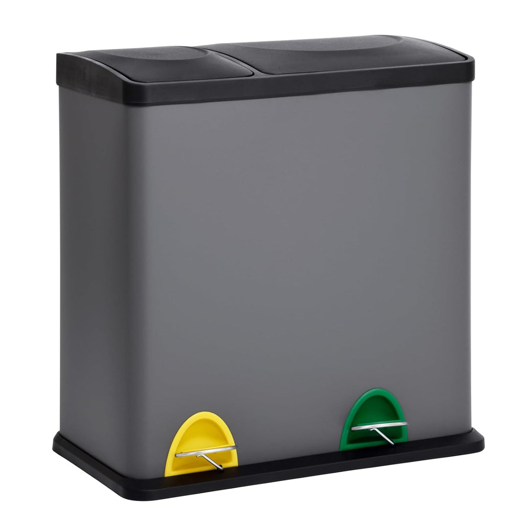 SVITA TC2Combo35 Mülleimer 35Liter Grau kombiniert 12L+23L doppelt Abfalleimer Küchen-Eimer 2er- Mül