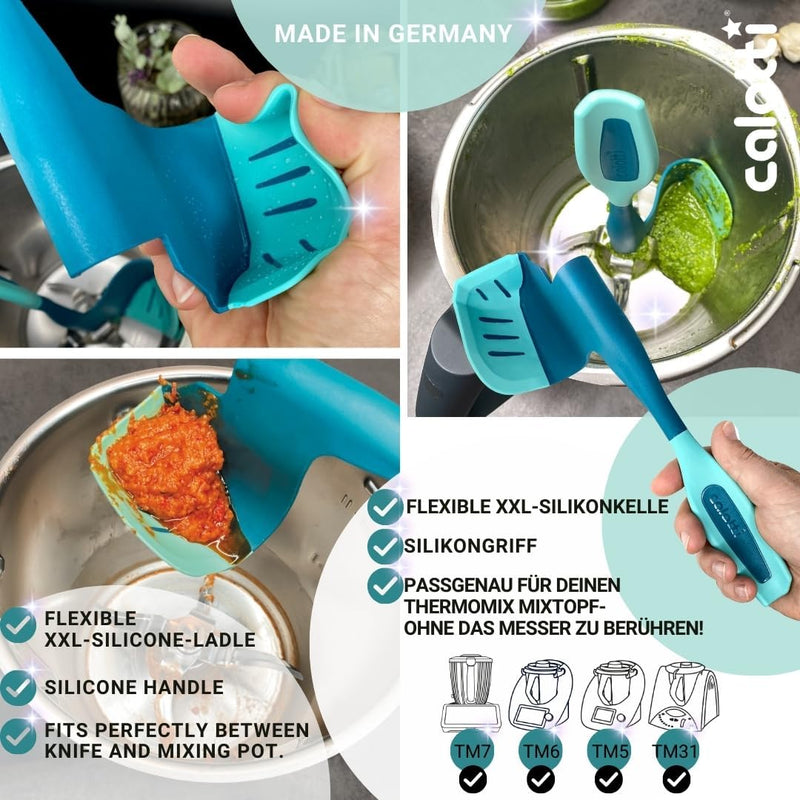 Calotti® Drehkellenspatel Silikon +, für Thermomix® TM6®,TM5® und TM31®. Einfaches Aufnehmen von Mix