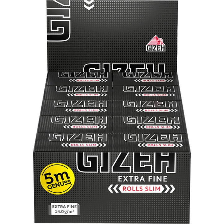 Gizeh Extra Fine Rolls Slim 5m Länge Endlospapier 2 Boxen (40 Rolls)