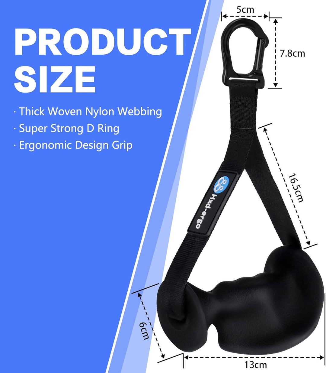 HXD-ERGO 2 Stück Einhandgriff für Widerstandsbänder, Fitnessband Griffe mit Metall D-Ring, Ergonomis