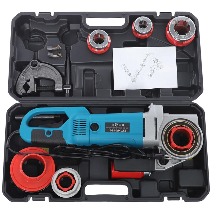 Elektrische Gewindeschneidmaschine 2300W mit 6 Matrizen Rohrschneider Blau, Blau