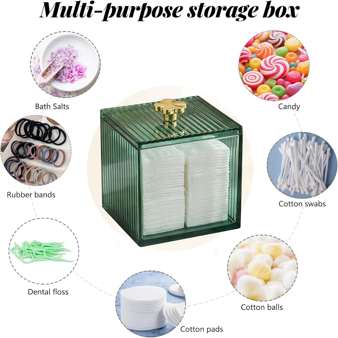 3 Stück Quadratisch Grün Wattestäbchen Halter, Wattestäbchen Behälter 10*8cm, Kosmetik Organizer für