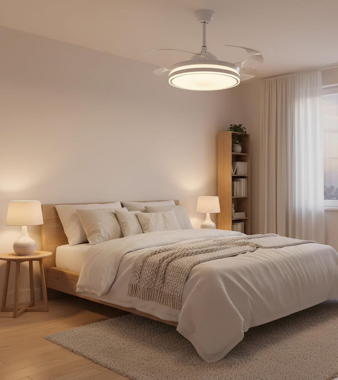 BEL AIR HOME Asgard Deckenventilator, leiser DC-Motor, ausklappbare Flügel, 108 cm, LED-Licht, 36 W,