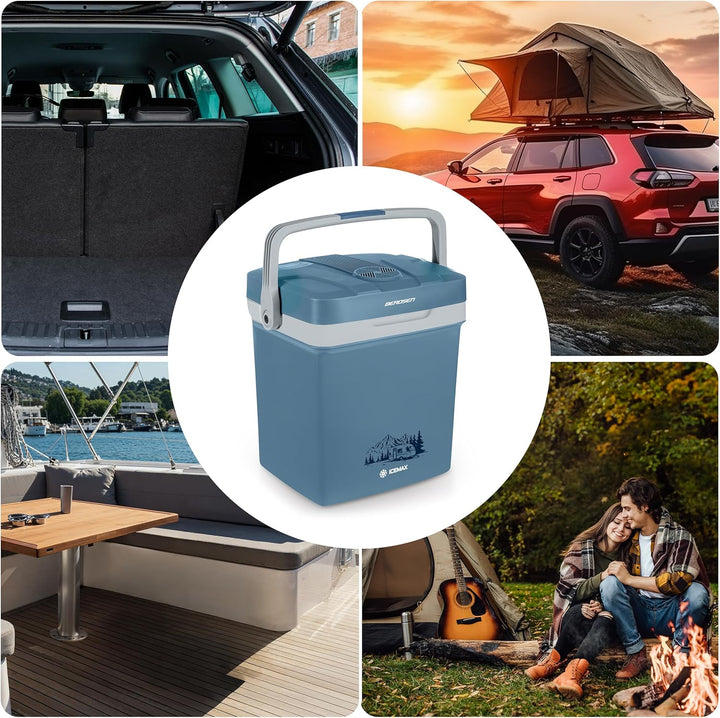 Berdsen Kühlbox Thermobox Auto Camping 12V/230V Mit Heizfunktion USB 41 x 30 x 48,5 cm 29 L 26 L bla