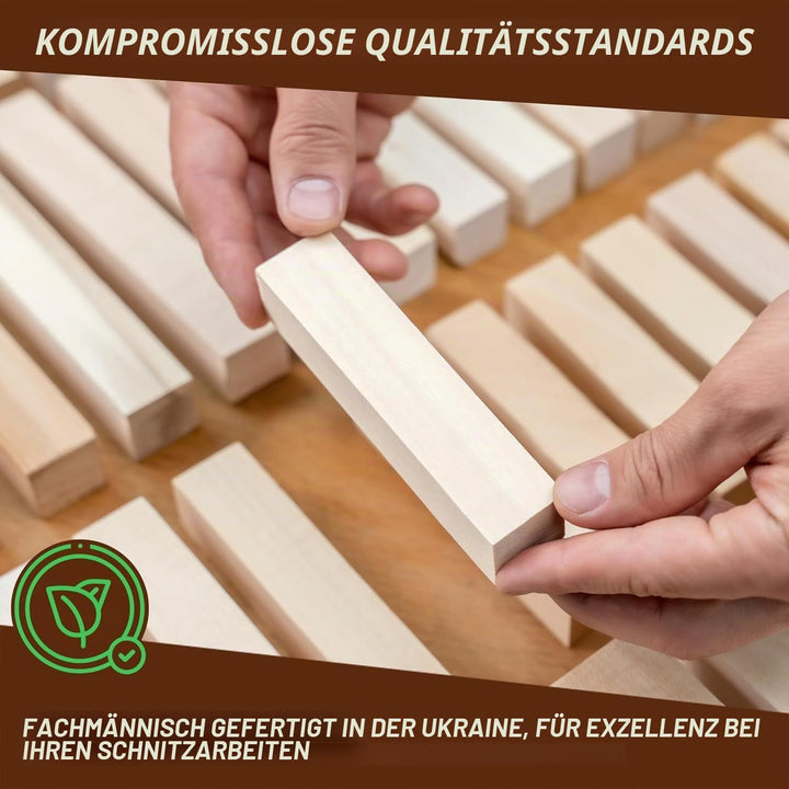 BeaverCraft Lindenholz Schnitzblöcke BW18 Stück – Weiches Schnitzholz zum Schnitzen & Basteln – Lind