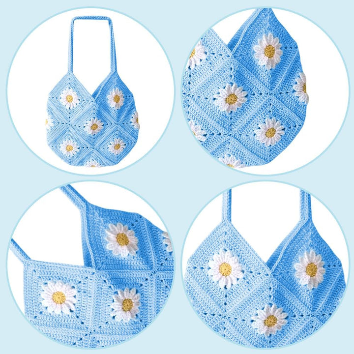 ORIGACH Gänseblümchen Häkelset Für Anfänger, DIY Oma-Quadrat-Tasche Starter Häkelset Für Erwachsene