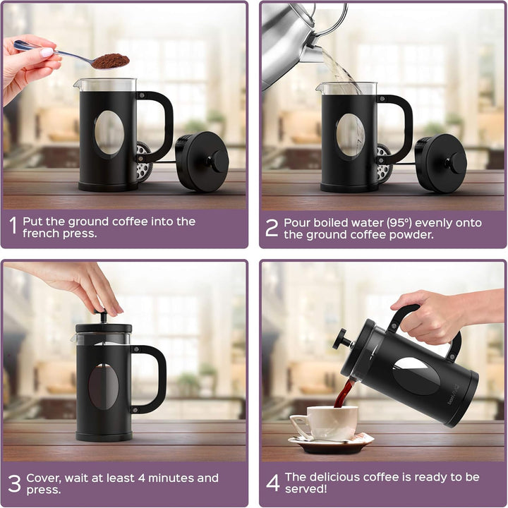 bonVIVO French Press Kaffeebereiter - Coffee Maker in Kupfer-Optik - Kaffekanne aus Glas m. Edelstah