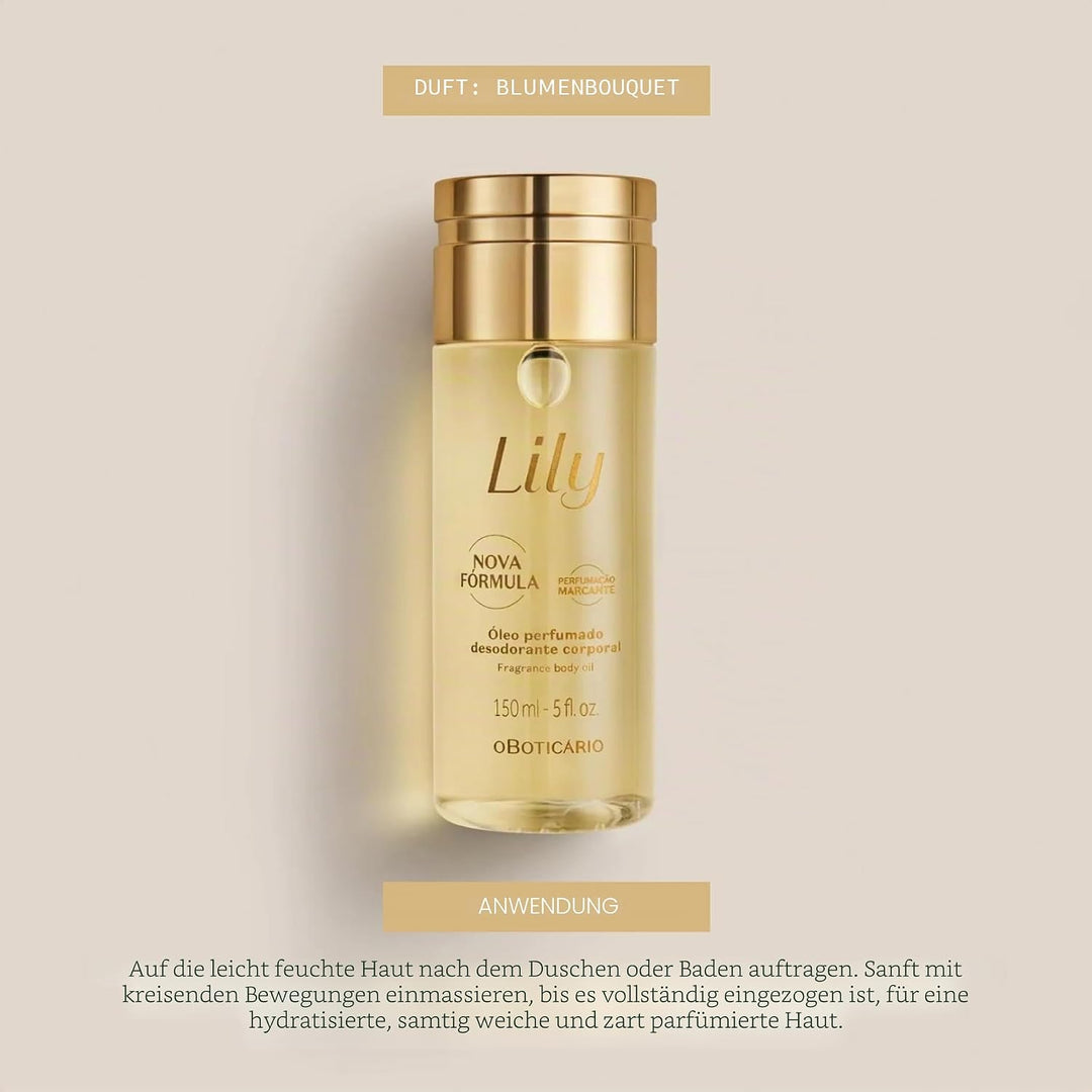 O Boticário Lily Parfümiertes Körperöl, Lotion für den Körper, spendet Feuchtigkeit und pflegt die H