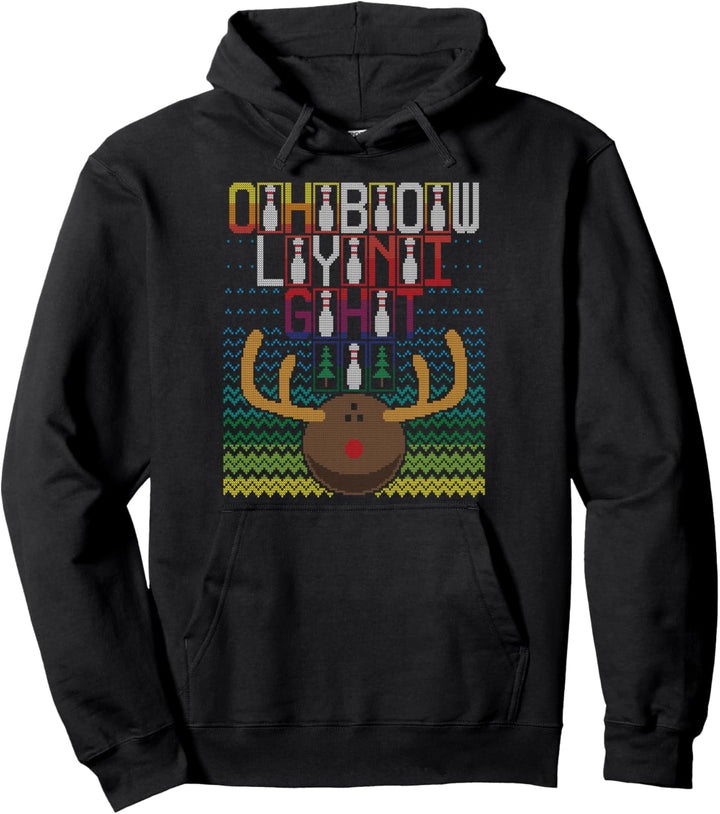 Oh Bowly Night Bowling Ugly Christmas Sweater Kegeln Bowler Pullover Hoodie
