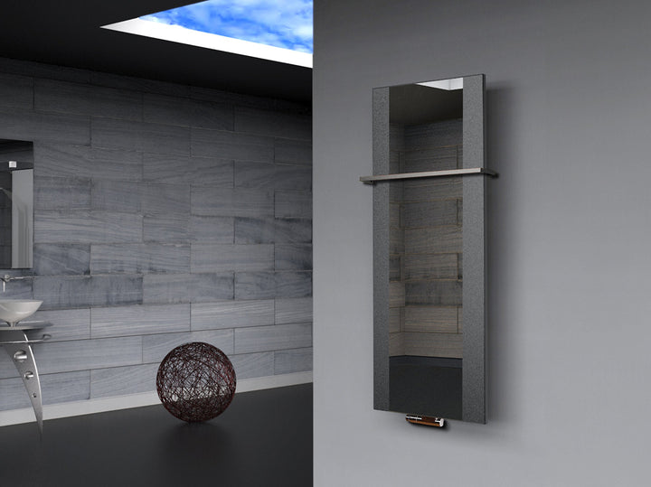 Badheizkörper Design Singapur 2, HxB: 120 x 47 cm, 799 Watt, moonstone-grau/Spiegel + 1 Handtuchhalt