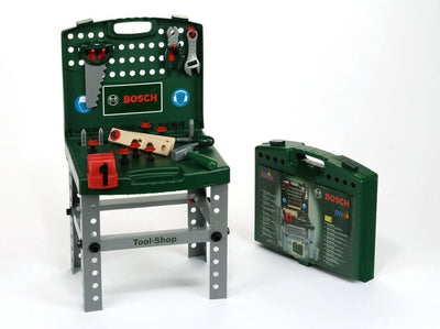 Theo Klein 8686 Bosch transportabler Tool-Shop I Werkbank zum Koffer klappbar I Inkl. Werkzeugen und