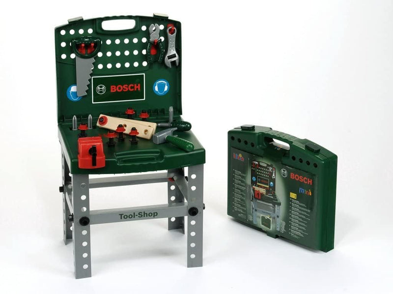 Theo Klein 8686 Bosch transportabler Tool-Shop I Werkbank zum Koffer klappbar I Inkl. Werkzeugen und