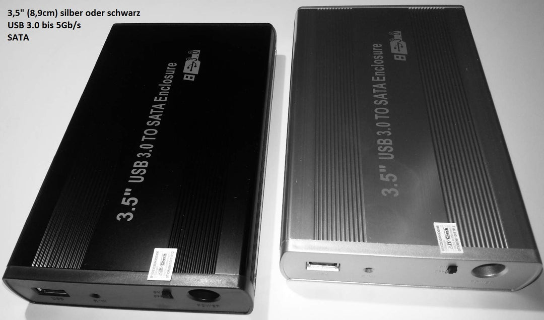 Externe USB Festplattengehäuse aus Metall 3,5" (8,9cm) USB 3.0 SATA in schwarz