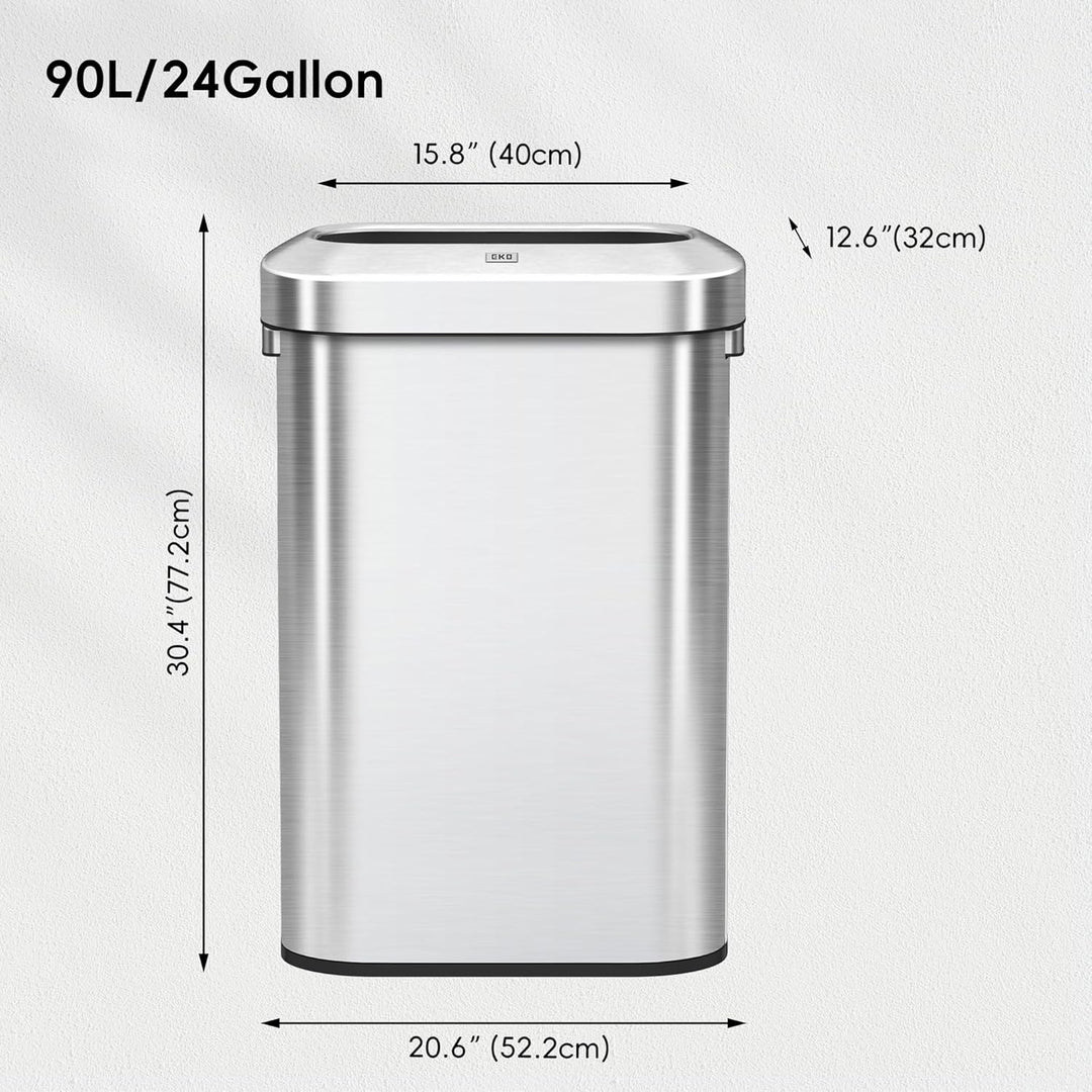 EKO Urban 90 Liter offener Mülleimer aus Edelstahl, schmal, kommerzielle Qualität, grosser Mülleimer