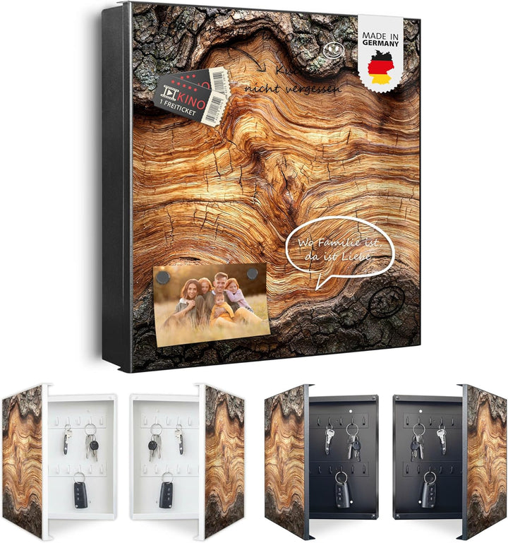 banjado Grosser Schlüsselkasten Glas - Schlüsselbox 30x30cm mit 50 Haken - Schlüsselkasten modern fü