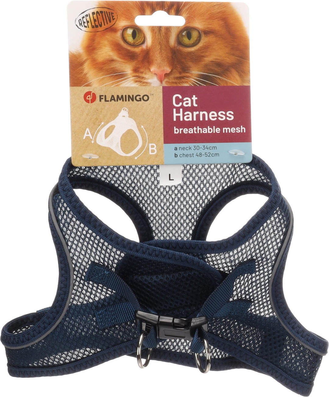katzengeschirr - Step&Go Berta dunkelblau L - 30-34 cm / 48-52 cm - Nylon mit atmungsaktivem mesh un
