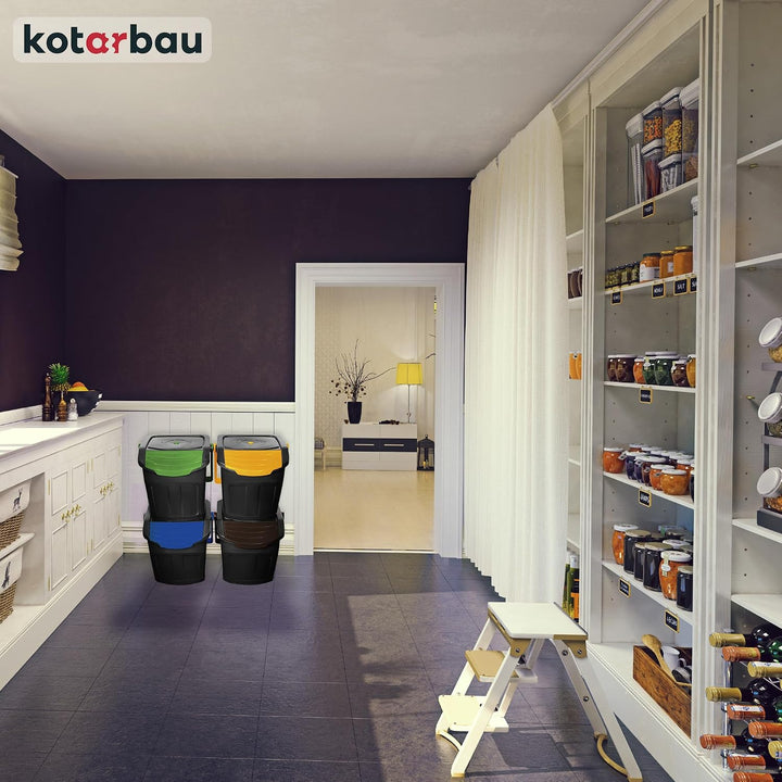 KOTARBAU® Mülltrennsystem Mülleimer Küche 3 Fächer Abfalleimer Deckel Plastik Küchenabfalleimer Küch