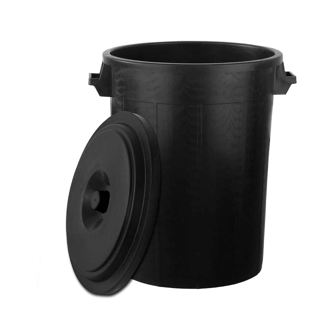 Universaltonne 100 Liter Deckel 2 Tragegriffen Allzweck Tonne Schwarz (100 Liter Tonne mit