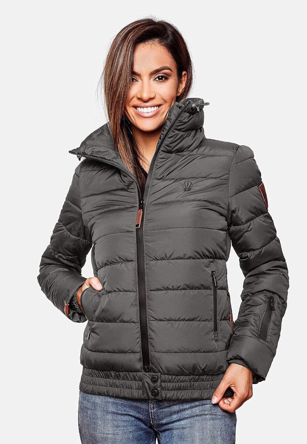 MARIKOO Damen Winter Steppjacke Poison XS-XL XS Anthrazit, XS Anthrazit