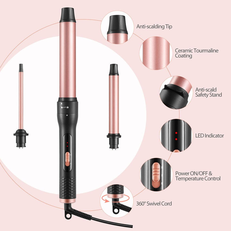 Haglater Lockenstab 3 in 1 Multifunktions Austauschbare Keramikbeschichtung Curling Iron, Lockenstäb