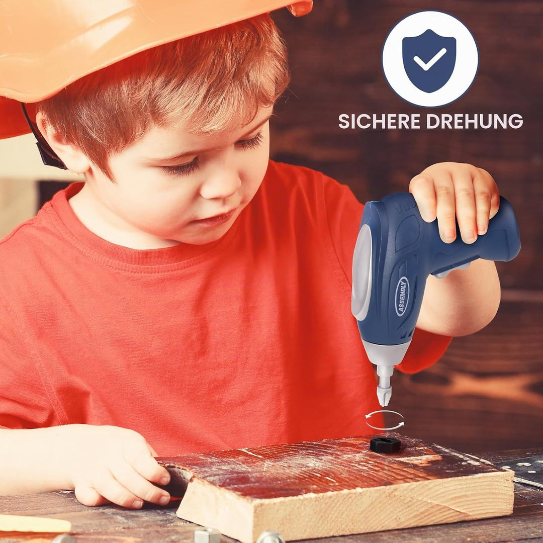 JOVOW Werkbank Kinder Werkzeug, 68-teilig transformierbares Werkzeugkoffer Set mit simulierter Bohrm