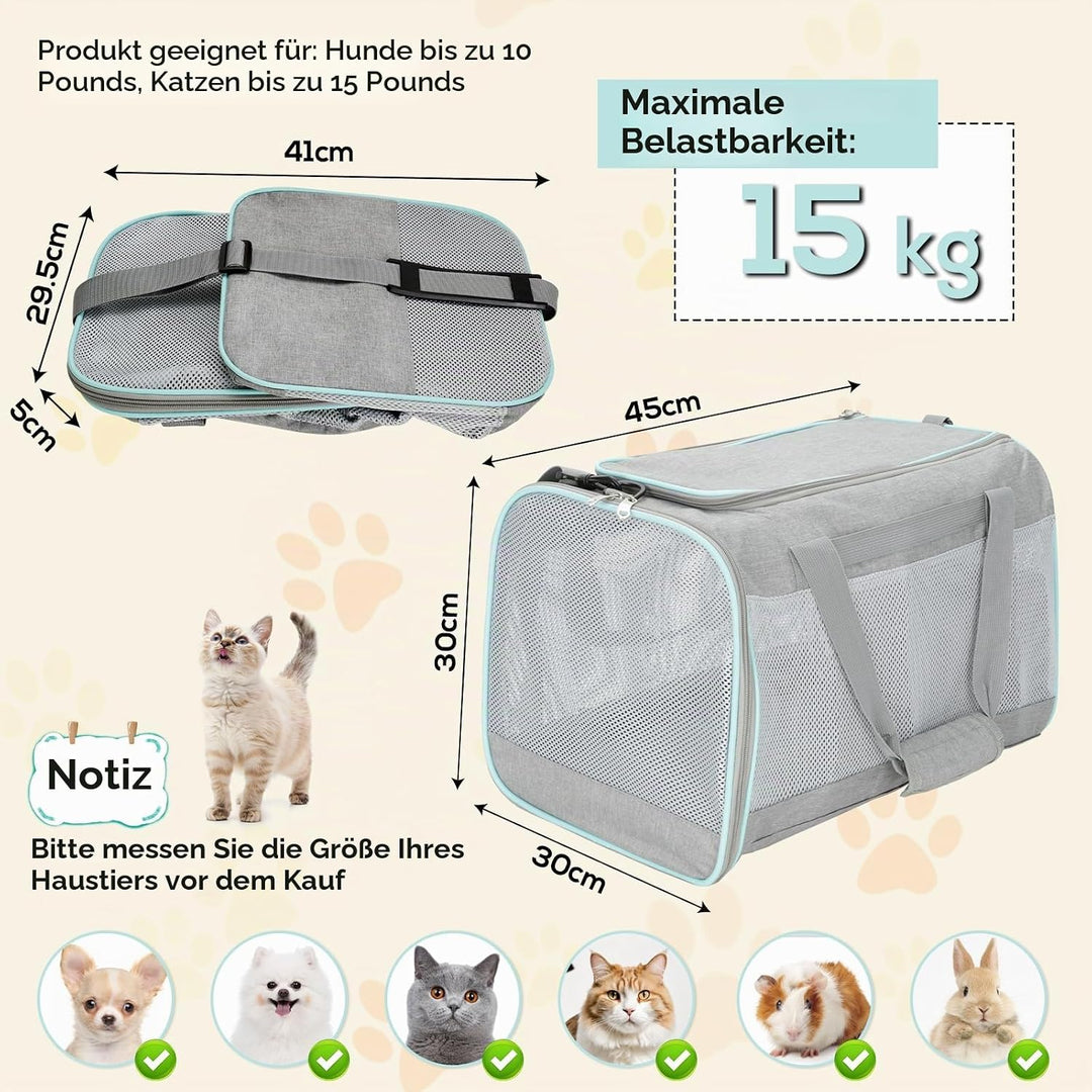 Cozary Transporttasche Für Katze Hund, Katzen Transportboxen, Hundetransportbox, Leichtes Haustiertr