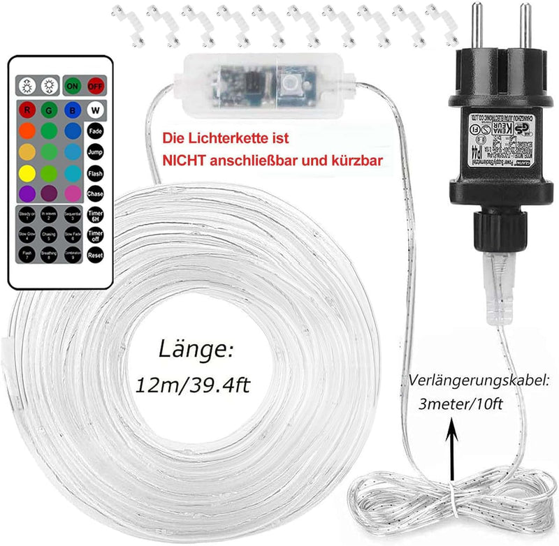 12m Bunt LED Lichtschlauch Aussen,IP68 LED Wasserdicht Bunt Lichterschlauch,120er LED Lichterkette I