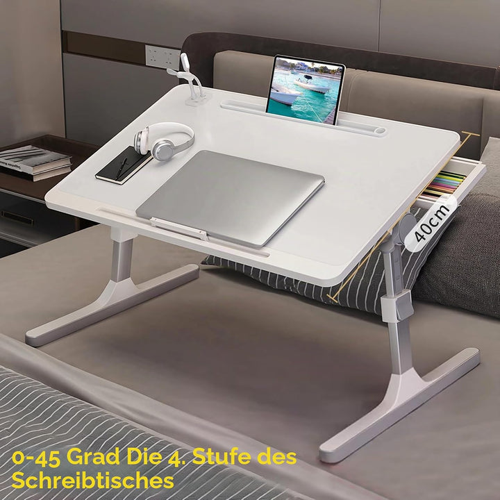 Klappbarer Schossschreibtisch Laptop-Ständer für Bett, faltbarer Laptop-Betttisch mit Tablet-Steckpl