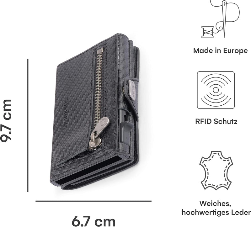 DONBOLSO Wallet Flip I Slim Wallet mit Flipcase I Leder Geldbeutel mit RFID Schutz I Schmale Geldbör