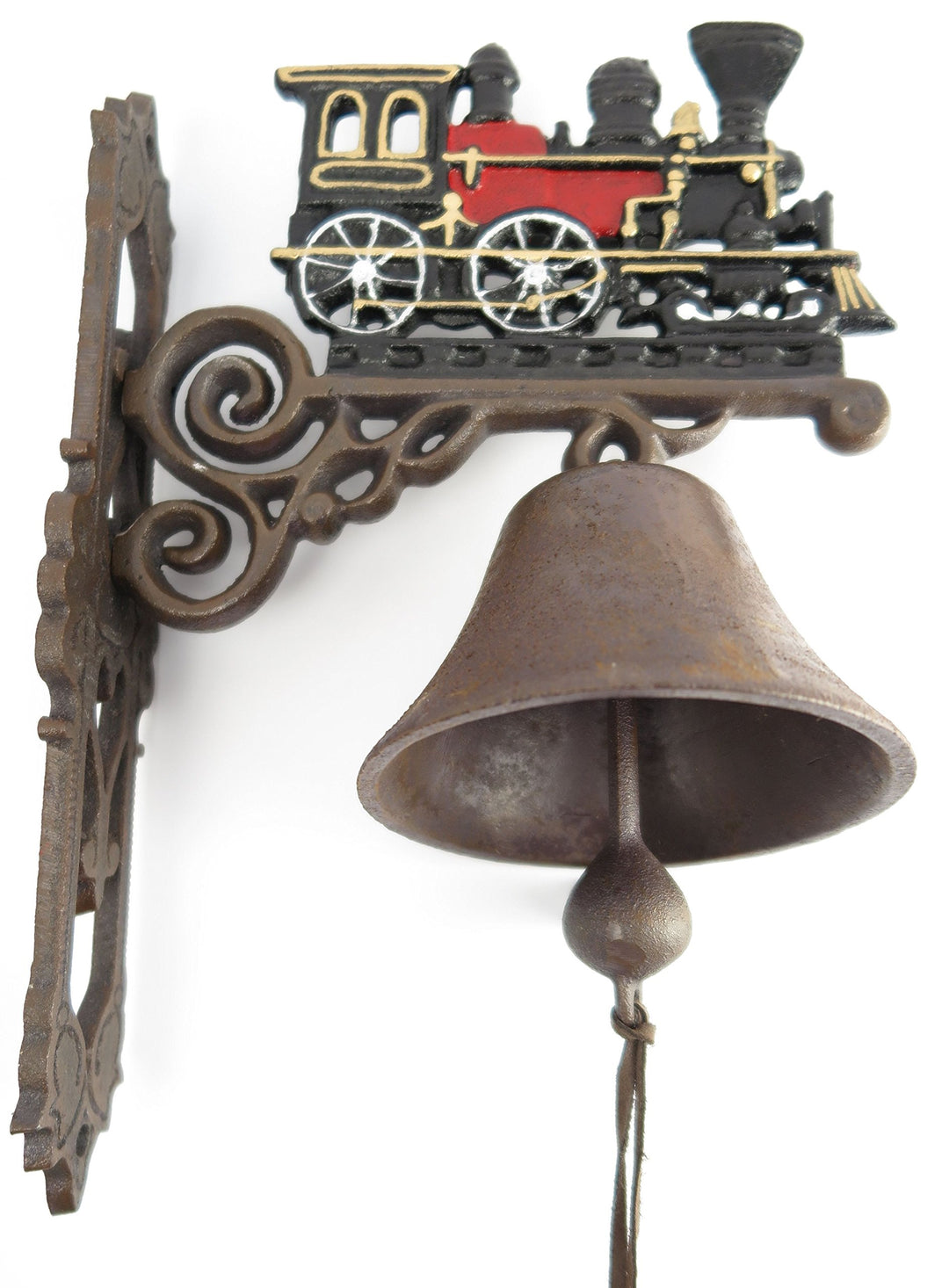 Clever-Deko Gartenglocke Wandglocke ROT Eisenbahn DAMPFLOK Zug LOKOMOTIVE Gusseisen Eisen Eisenglock