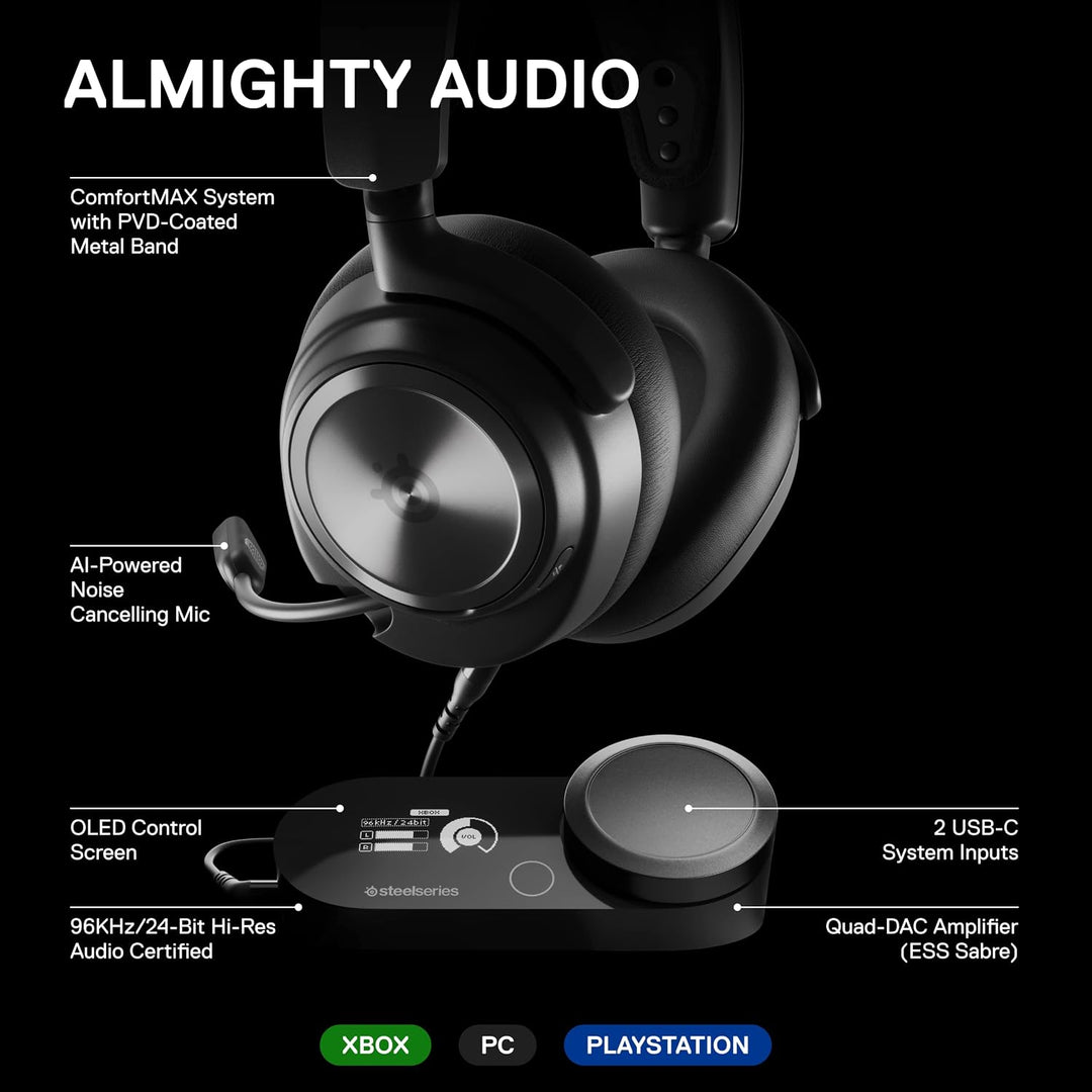 SteelSeries Arctis Nova Pro Multi-System Gaming Headset - Premium HiFi-Treiber, Hi-Res Audio - 360°