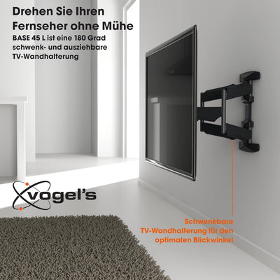 Vogel's BASE 45 L schwenkbare TV Wandhalterung für 40-80 Zoll Fernseher, max. 45 kg, bis zu 180° Sch