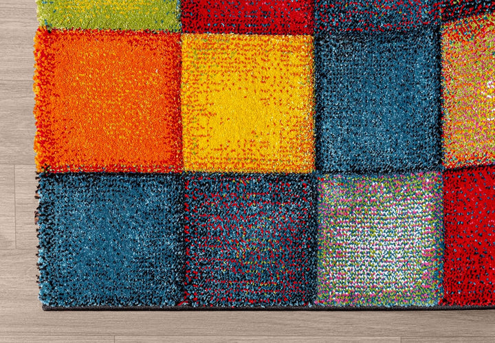 Mia´s Teppiche Stone Wohnzimmer Teppich Hand Carved, Kurzflor, Farbenfroh, Bunt, Blau, Rot, Braun, G