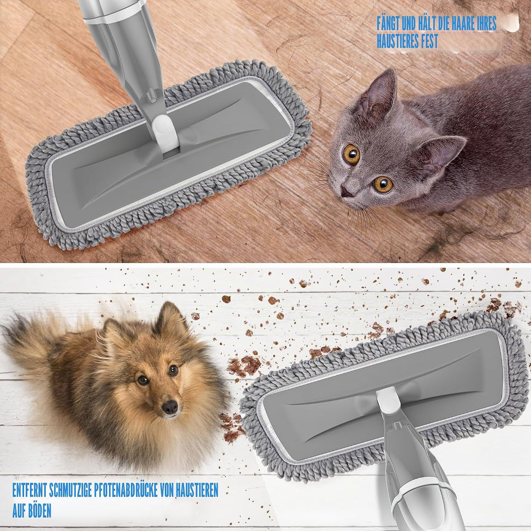 Wischmopp mit Sprühfunktion – EXEGO Bodenwischer mit Sprühmopp Spray Mop Floor Mop mit 3X Wischpads