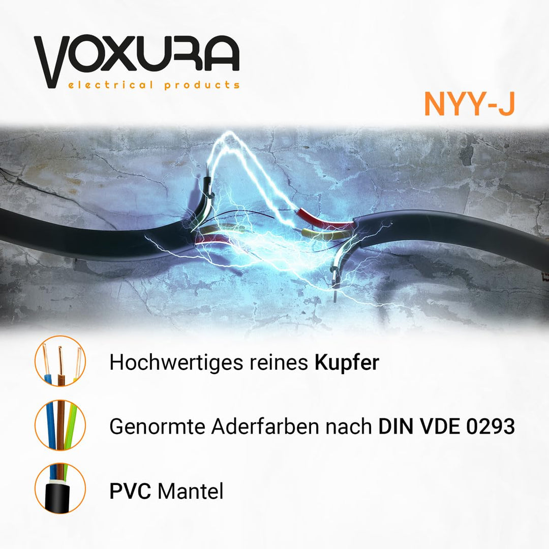 NYY-J 5x2,5 mm² 50m Ring Erdkabel Stromkabel Verlegung im Freien Erdreich Kupfer 50 m NYY-J 5x2,5mm²