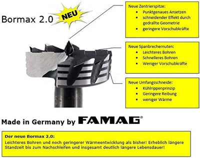 FAMAG Bormax 2.0 WS-Forstnerbohrersatz 4-teilig D=35,40,45,50mm im Holzkasten Satz 4tlg. D=35,40,45,