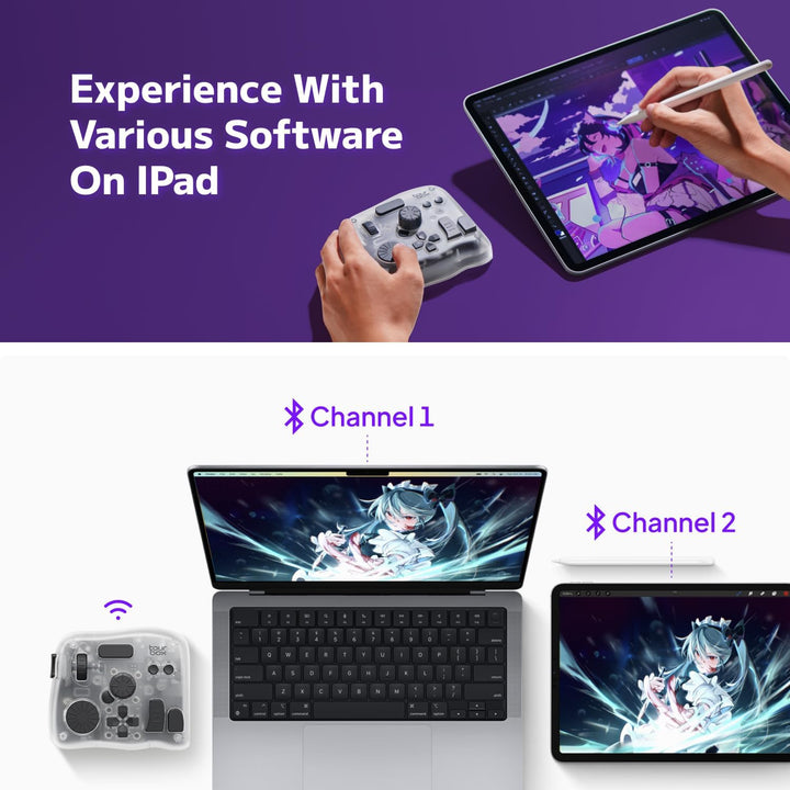 TourBox Elite Plus, iPad-Zeichnen, Bluetooth-Controller für Video- und Foto- Bearbeitung, iPad/Mac/W