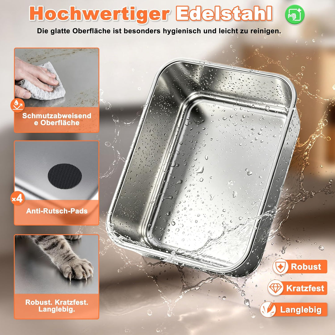 ZEDELMAIER Edelstahl Katzenklo mittelgross für Katzen | Ausgewogene Grösse | Alltagstaugliches Desig