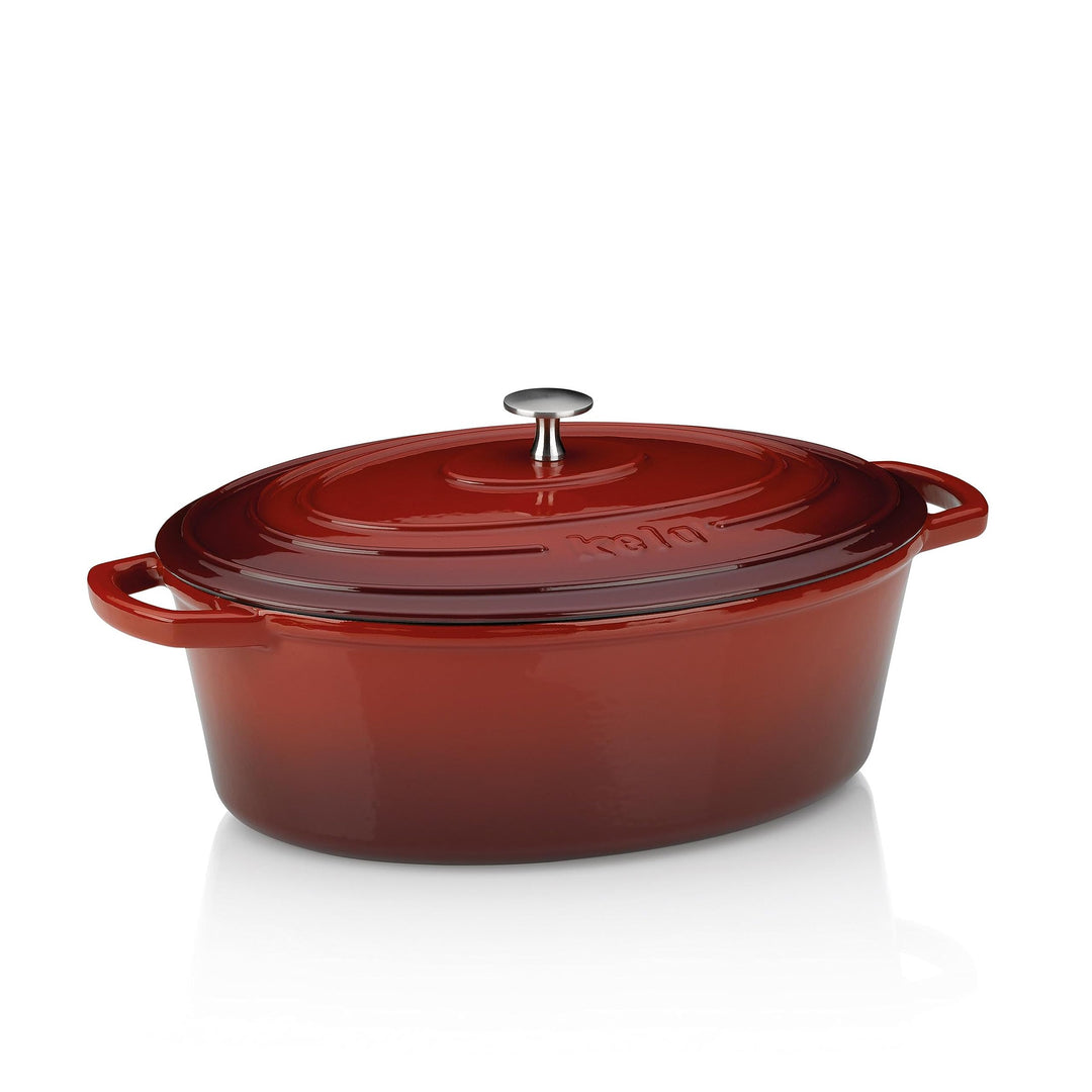 kela Bräter Calido Gusseisen rot Oval 33x25,5x12cm 6l, 32 cm, Rot
