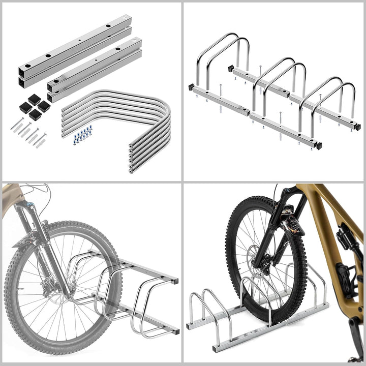 KADAX Fahrradständer für 3 Fahrräder für Boden oder Wandmontage, Fahrradhalter aus verzinktem Stahl