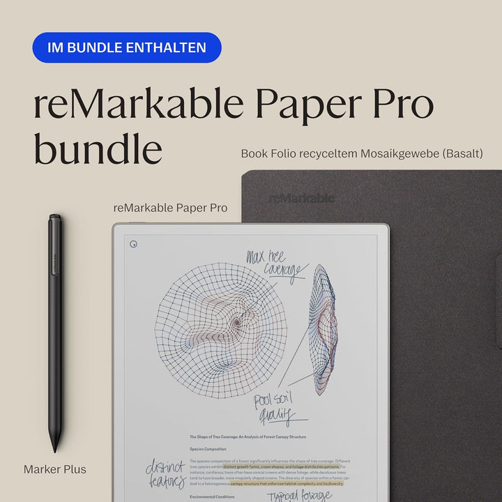 reMarkable Papier Pro Bundle – Folio Case aus Mosaic Weave | 11,8 Zoll Farbdisplay und Leselicht | m