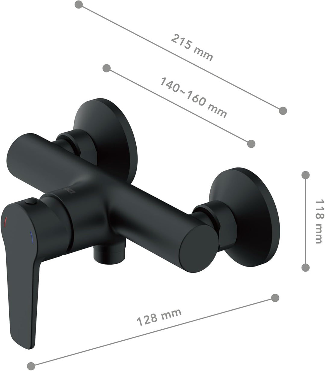 Lenz Brausearmatur MOLA in schwarz-matt – hochwertige und moderne Brausearmatur – mit Anti-Fingerabd